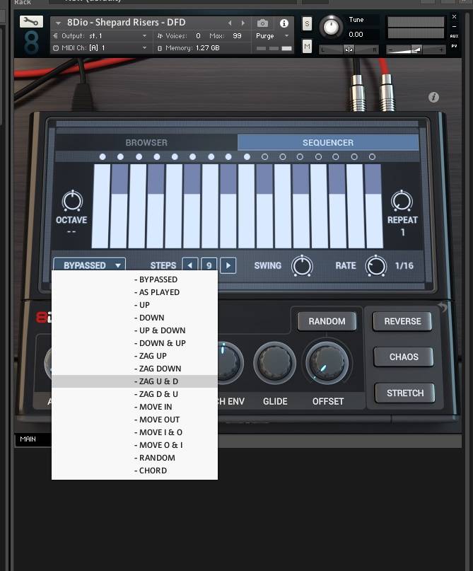 8Dio Shepard Tones Sequencer Window